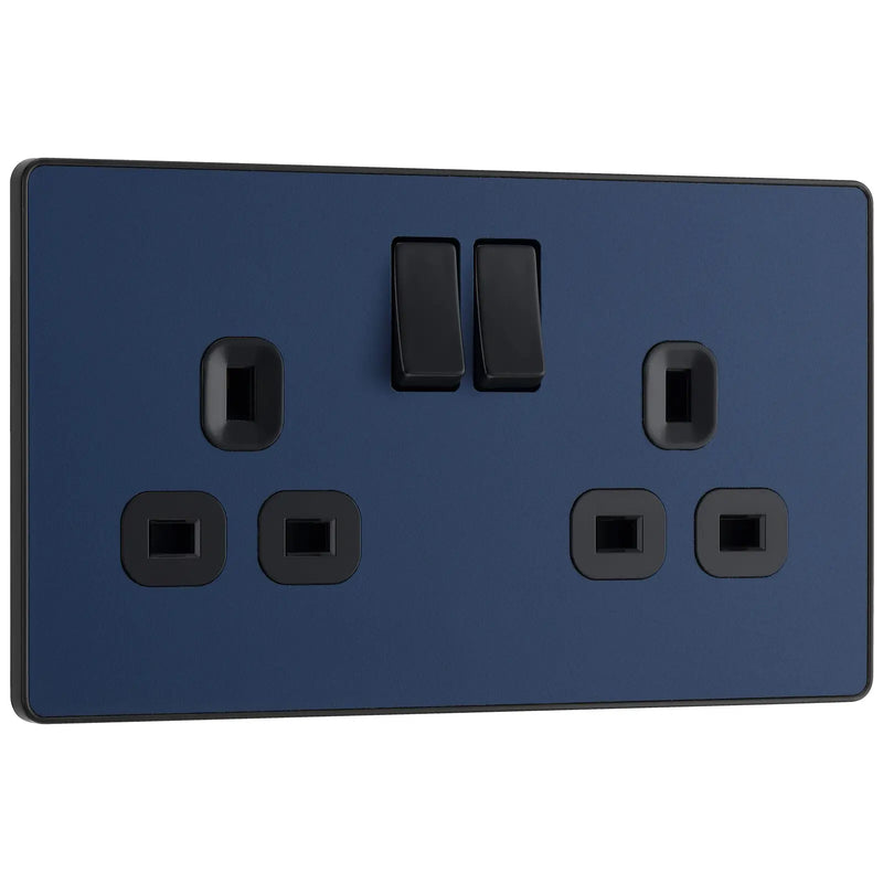 BG Electrical Evolve Matt Blue - Double, switched, single pole