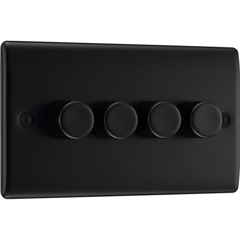 BG Electrical Nexus Metal Matt Black - Quadruple 2 way push 200W