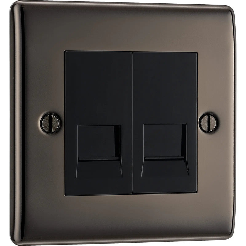 BG Electrical Nexus Metal Black Nickel - Double, telephone socket, secondary