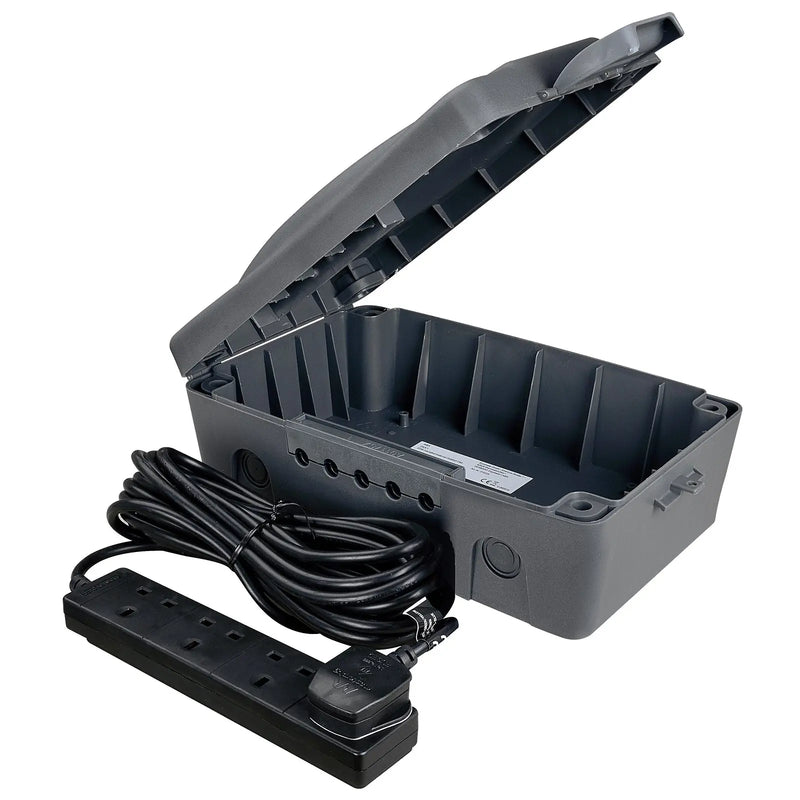 Masterplug Outdoor - Extension Lead, 4 Sockets, 10m, 13A, Grey