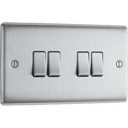 BG Electrical Nexus Metal Brushed Steel - Quadruple, 2 way switch