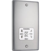 BG Electrical Nexus Metal Brushed Steel - 115/240V dual voltage shaver socket