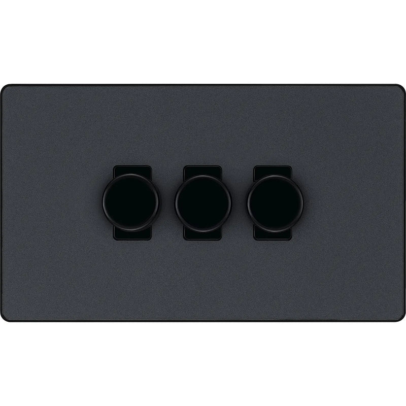 BG Electrical Evolve Matt Grey - Triple, 2 way push 200W