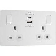 BG Electrical Evolve Pearlescent White - Double switched single pole, with USB A + C (22W)
