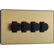 BG Electrical Evolve Satin Brass - Quadruple, 2 way push 200W