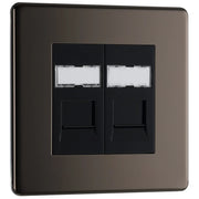 BG Electrical Flatplate Screwless Black Nickel - Double, RJ45 telephone socket