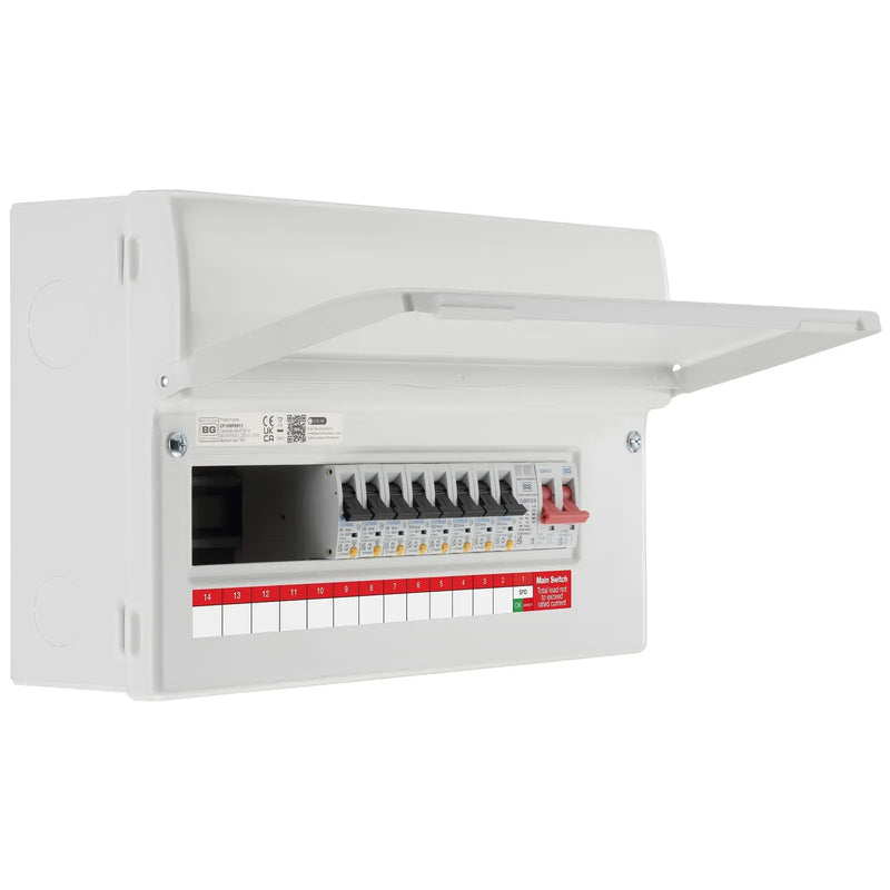 BG Circuit Protection RCBO Main Switch SPD - 16 module, 13 way, 100A Main Switch, 8 RCBO's, Type 2 SPD