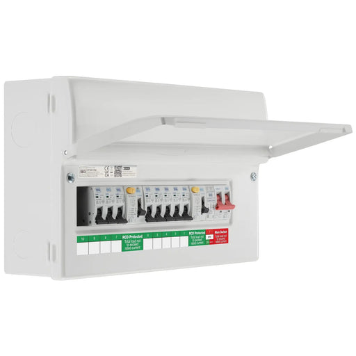 BG Circuit Protection Dual RCD SPD - 16 module, 9 way, 100A Main Switch, 2 x 100A Type A RCD, 8 MCB's, Type 2 SPD