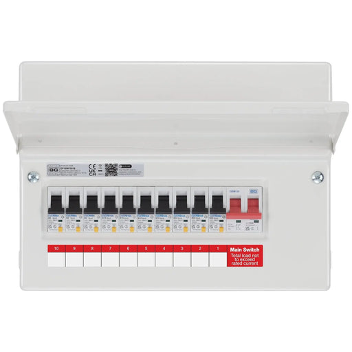 BG Circuit Protection RCBO Main Switch - 12 module, 10 way, 100A Main Switch, 10 RCBO's