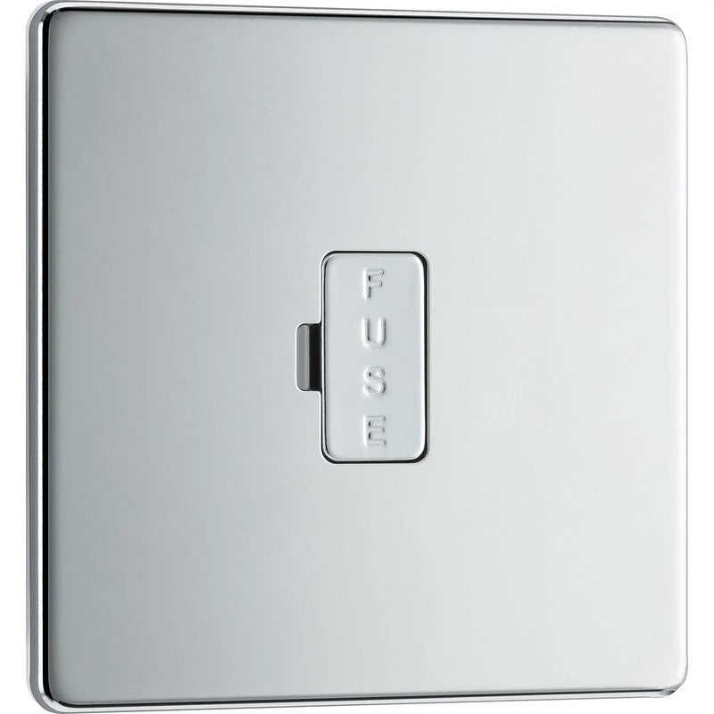 BG Electrical Flatplate Screwless Polished Chrome - Unswitched and fused
