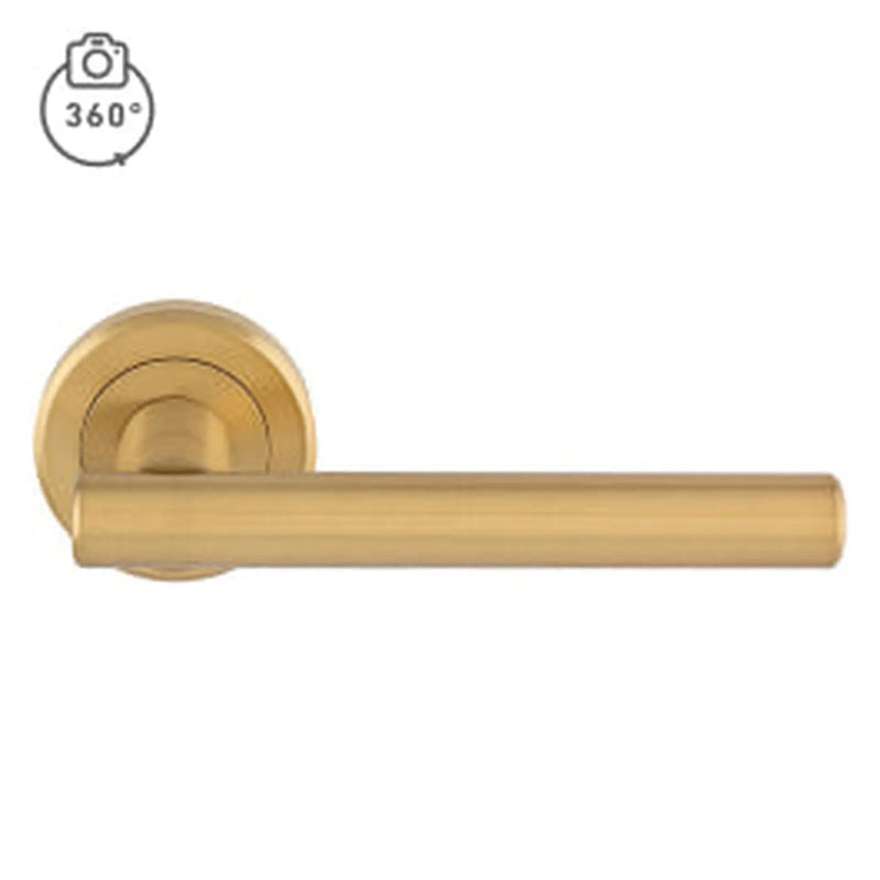 Philadelphia Lever On Sprung Screw-On Round Rose - Satin Brass