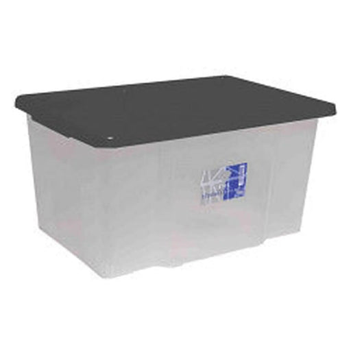 TML 50L Clear Storage Box & Black Lid 60 x 40 x 33cm