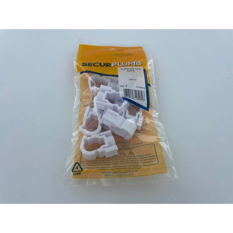 Securplumb Clipover Pipe Clips 15mm Pack 8
