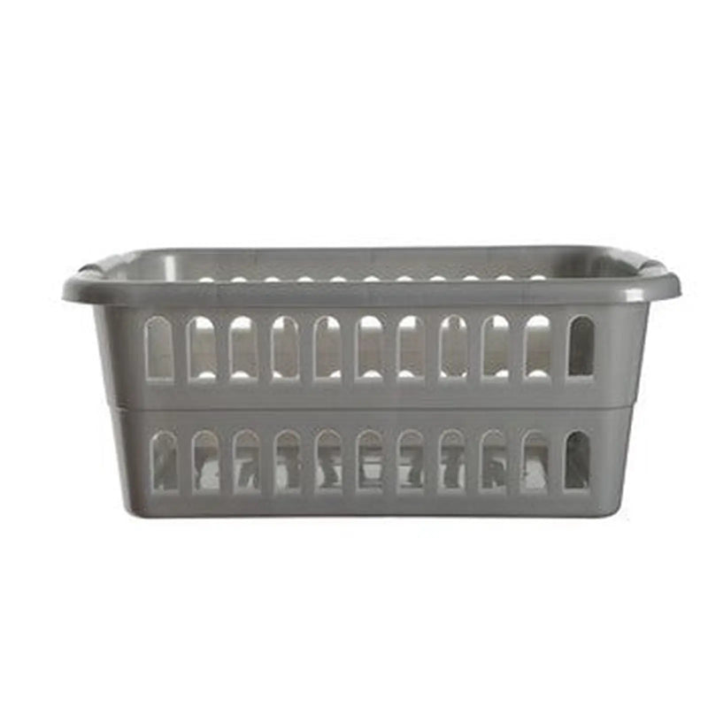 whitefurze Rectangle Laundry Basket Silver