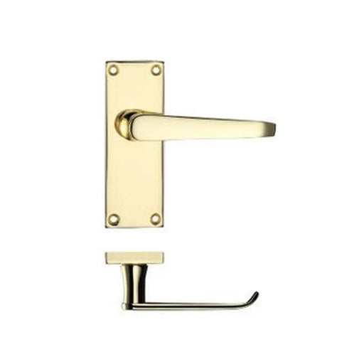 Maxus Flat Lever on Latch Backplate Plain - Electro Brass