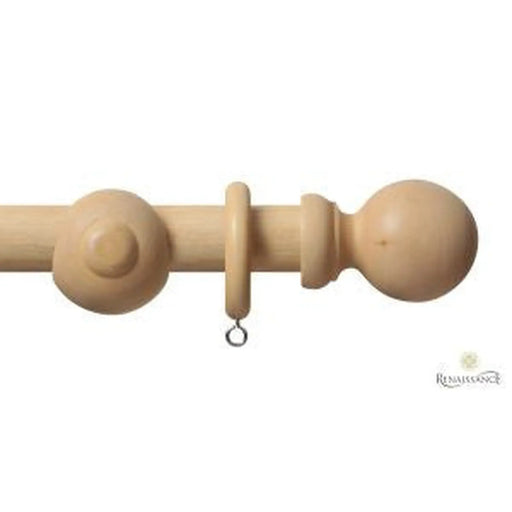 RENAISSANCE Std Wood 28mm Curtain Pole Natural 160Cm