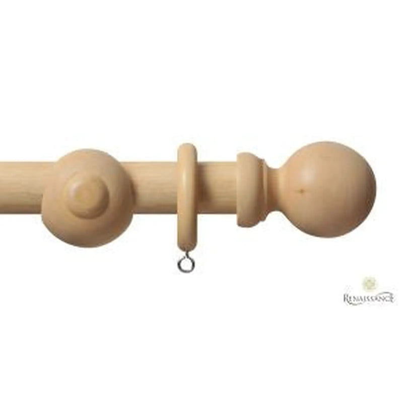 RENAISSANCE Std Wood 28mm Curtain Pole Natural 160Cm