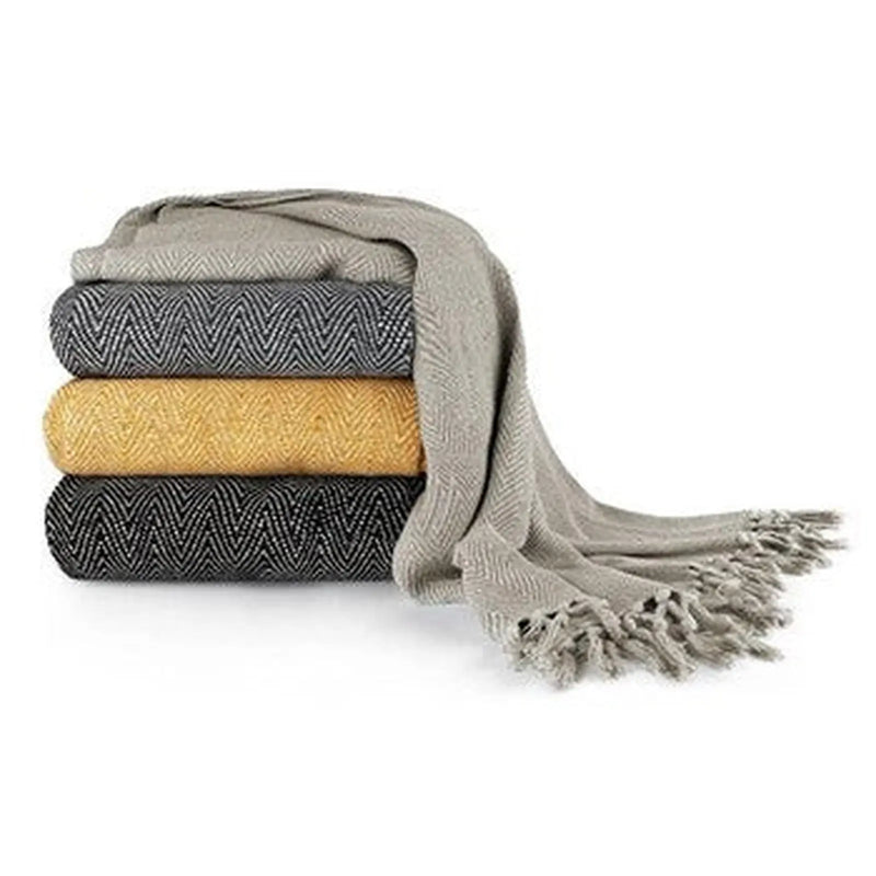 BELLISSIMO Bellisimo Herringbone Throw 90"x100" Silver