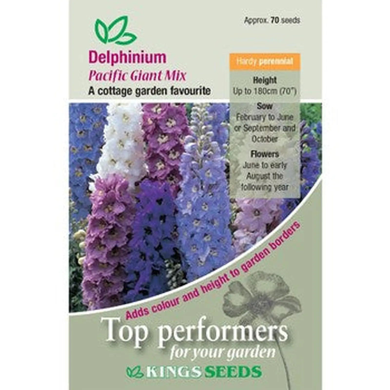 Kings Seeds Delphinium, Pacific Giant Mix (PM E)