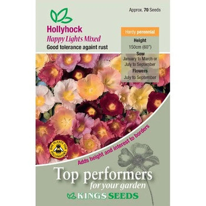Kings Seeds Hollyhock, Happy Lights Mixed (PM D )