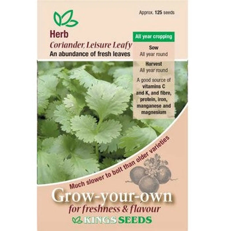 Kings Seeds Herb, Coriander Leisure Leafy (PM B)