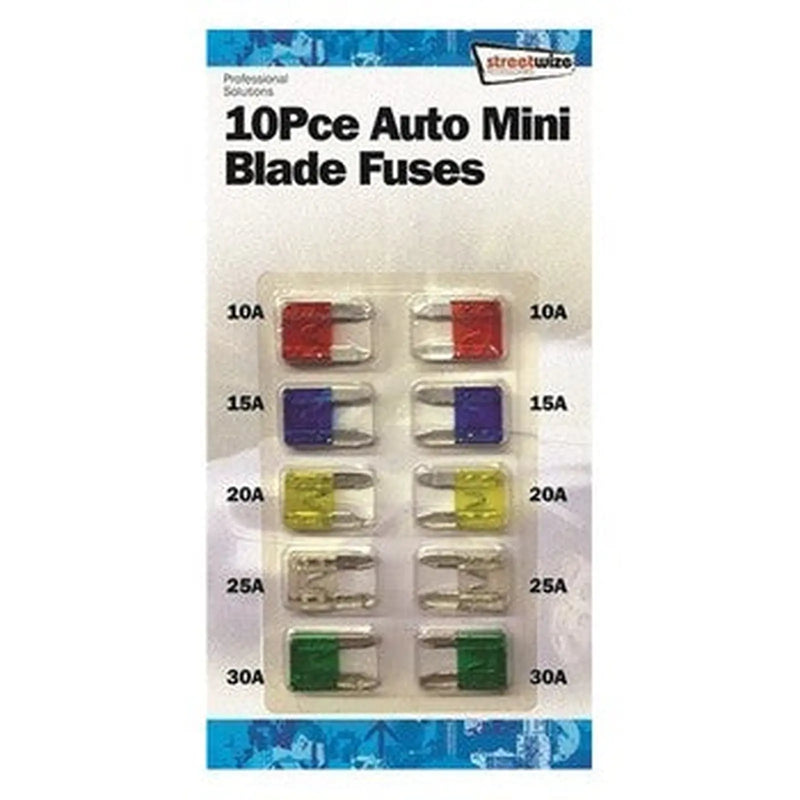 Streetwize 10Pc Auto Mini Blade Fuses