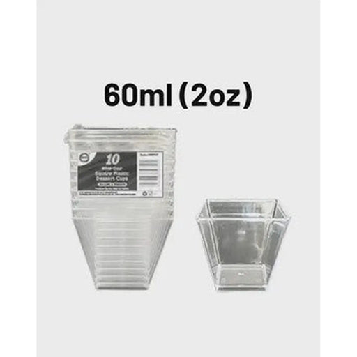 DID 60Ml Square Plastic Dessert Cups 10Pk