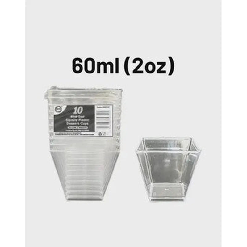 DID 60Ml Square Plastic Dessert Cups 10Pk
