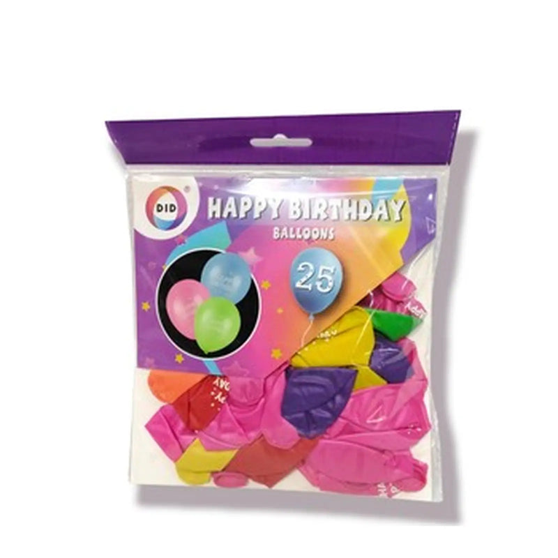 DID "Happy Birthday" Balloons 25Pk