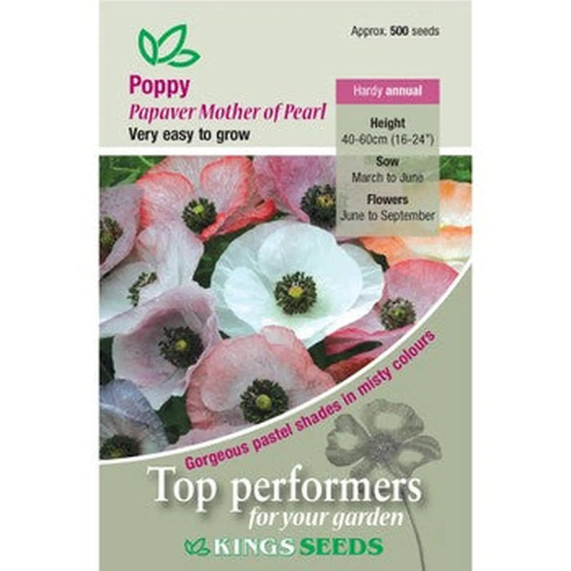 Kings Seeds Poppy, Papaver Mother of Pearl (PM D)