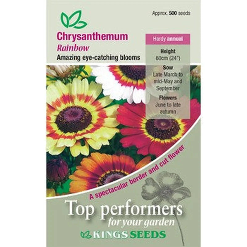 Kings Seeds Chrysanthemum, Rainbow (PM D)