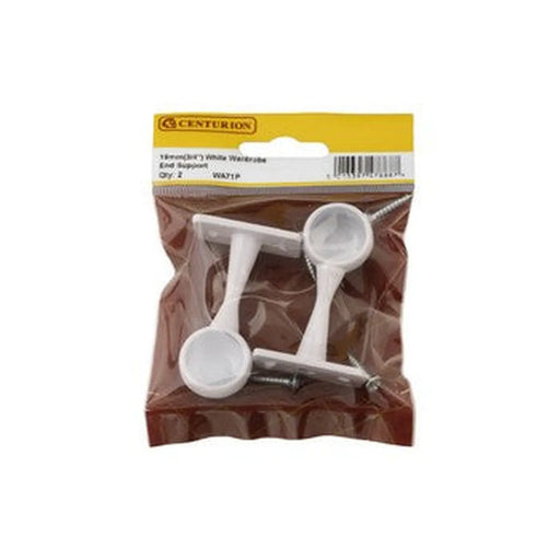 centurion 19mm (3/4") Wardrobe End Supports - White - Pack of 2