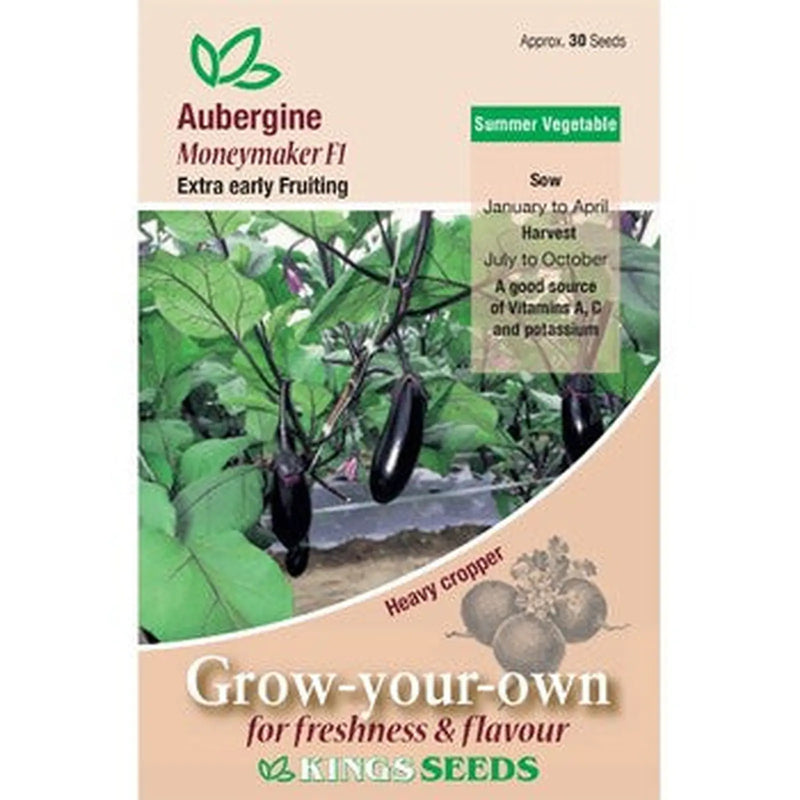 Kings Seeds Aubergine, Moneymaker F1 ( PM H )
