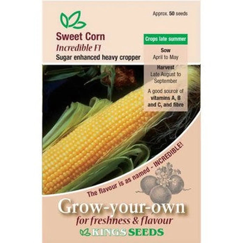 Kings Seeds Sweet Corn, Incredible F1 (PM B )