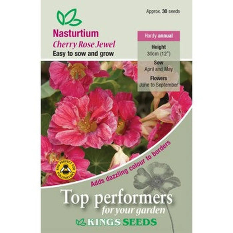 Kings Seeds Nasturtium, Cherry Rose Jewel (PM D)