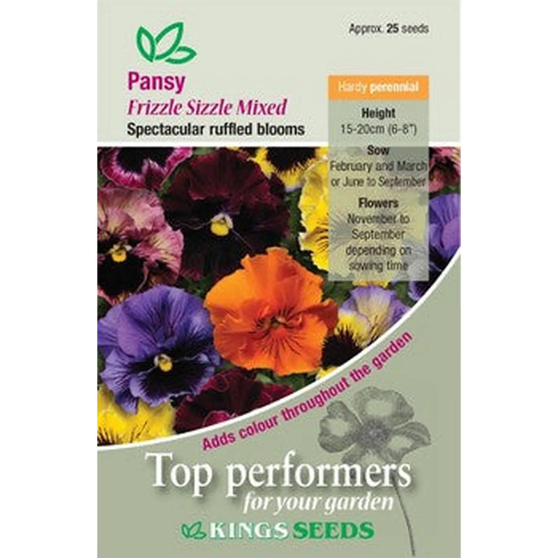 Kings Seeds Pansy, Frizzle Sizzle Mixed (PM F)