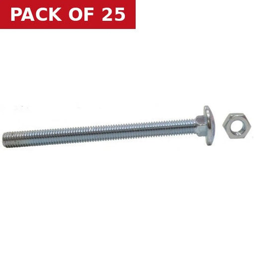 Centurion M8 x 180mm ZP Small Carriage Bolts & Nuts  (25)