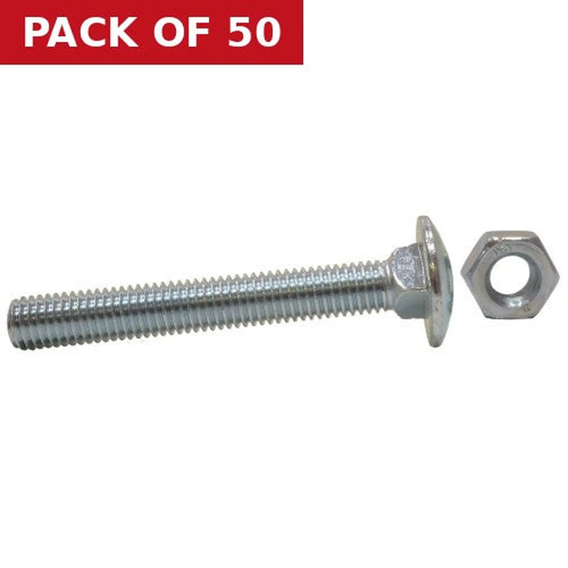 Centurion M12 x 75mm ZP Small Carriage Bolts & Nuts  (50)