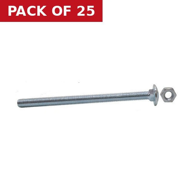 Centurion M12 x 150mm ZP Small Carriage Bolts & Nuts  (25)