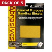 Centurion Abrasives Assorted Sandpaper Sheets, Pack of 5