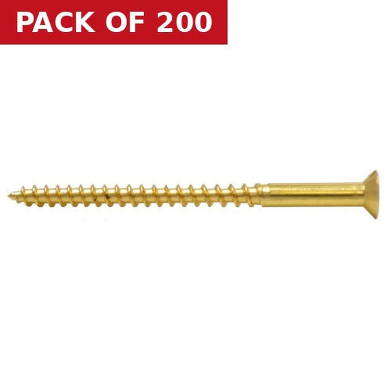 Centurion 2 1/2" x 8 Slotted Brass Woodscrew - Countersunk Head - (200)
