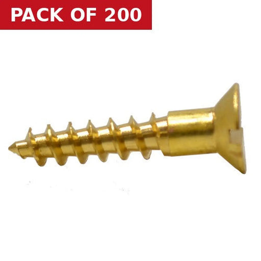 Centurion 1" x 10 Slotted Brass Woodscrew - Countersunk Head - (200)