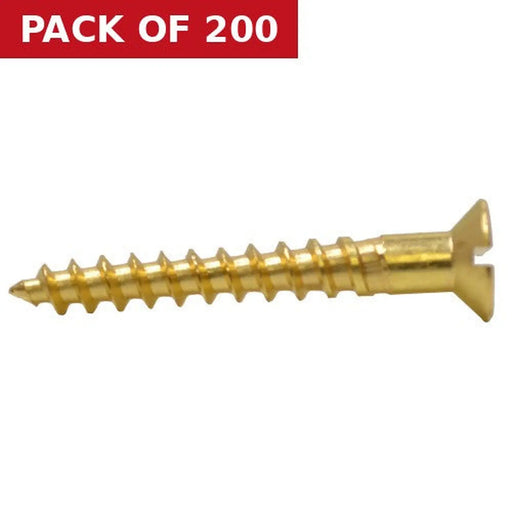 Centurion 1 1/2" x 10 Slotted Brass Woodscrew - Countersunk Head - (200)