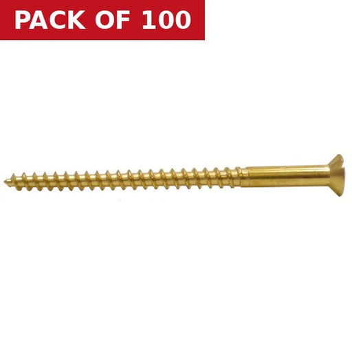 Centurion 3" x 10 Slotted Brass Woodscrew - Countersunk Head - (100)