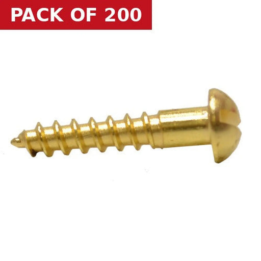 Centurion 3/4" x 6 Slotted Round Head Woodscrew - Solid Brass - (200)