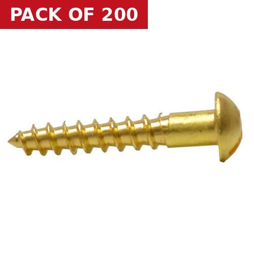 Centurion 1" x 8 Slotted Round Head Woodscrew - Solid Brass - (200)