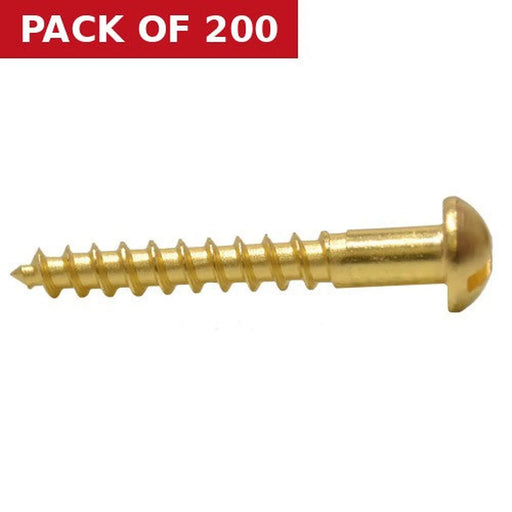 Centurion 1 1/4" x 8 Slotted Round Head Woodscrew - Solid Brass - (200)