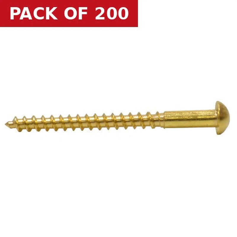 Centurion 2" x 8 Slotted Round Head Woodscrew - Solid Brass - (200)