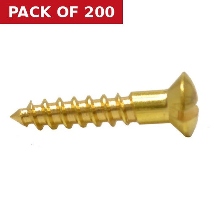 Centurion 3/4" x 6 Slotted Raised Head Woodscrew - Brass - (200)