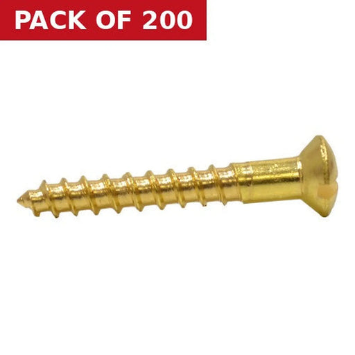 Centurion 1" x 6 Slotted Raised Head Woodscrew - Solid Brass - (200)